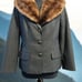 Vintage upcycled pin stripe classy blazer with mink collar sz 6P