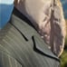 Vintage upcycled pin stripe classy blazer with mink collar sz 6P