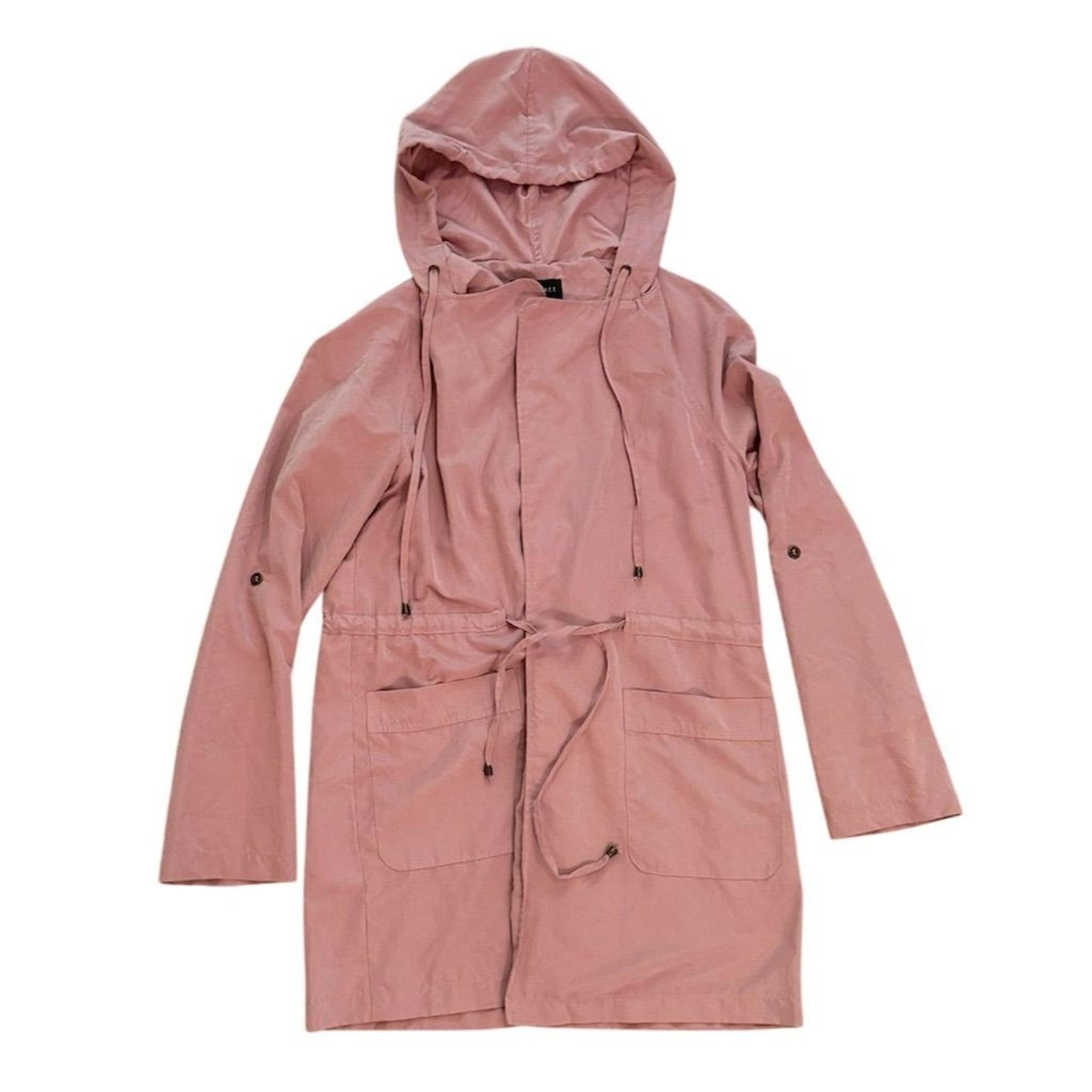 Love Tree Womens Pink Hooded Anorak Jacket S Mid-Length Casual brushed rain coat