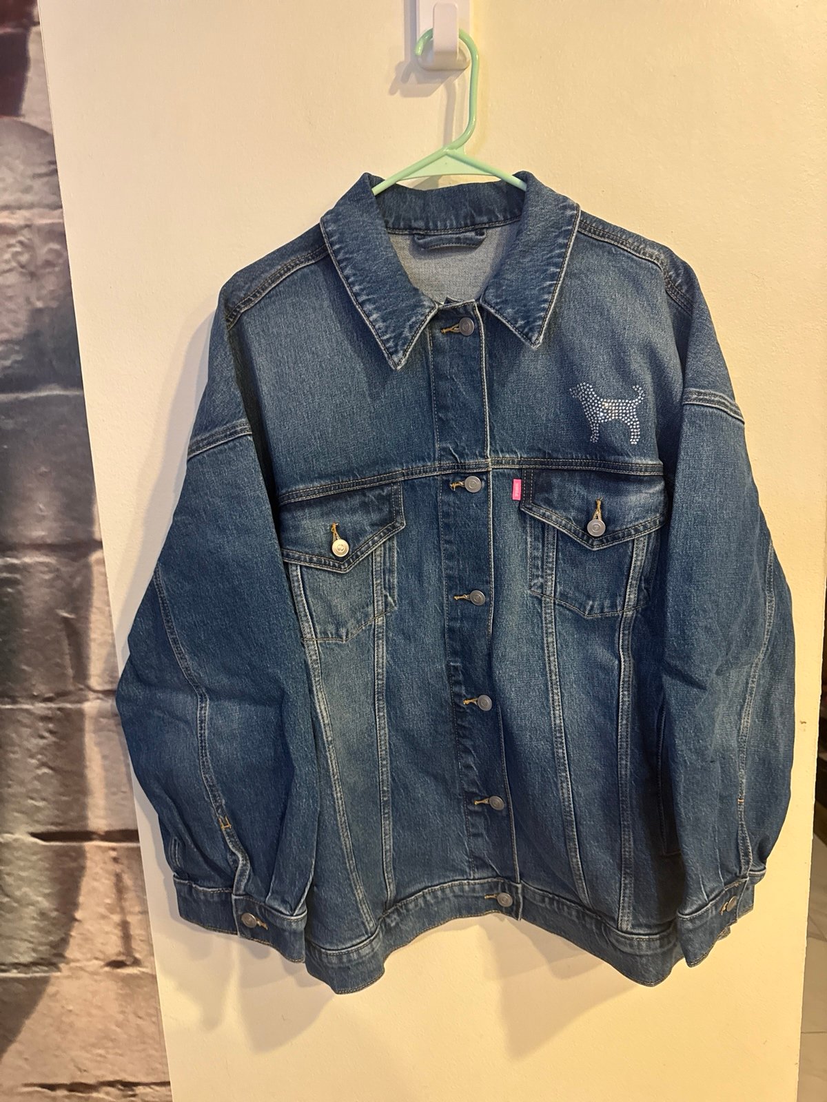 Victoria secret PINK bling y2k denim jacket viral SOLD OUT SIZE XL NWT