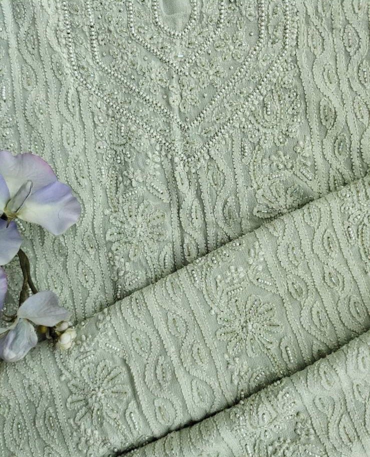 Chikankari top with matching palazzo pants and scarf. Indian Dress