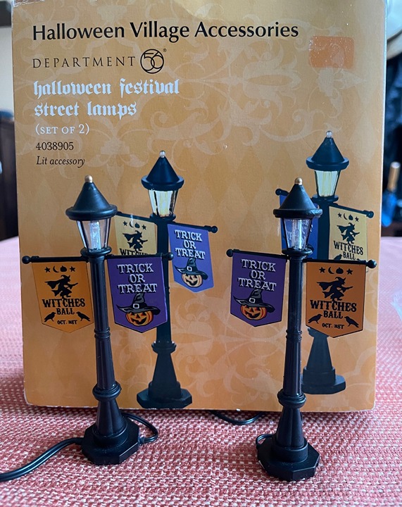 Dept 56 Snow Village Halloween Festival Street Lamps NIB-Extremely Rare