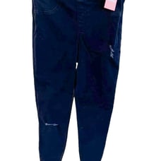 NWT New 128 SPANX ANKLE SKINNY Distressed BLACK pull-on Jeans Jeggings-Sz Small