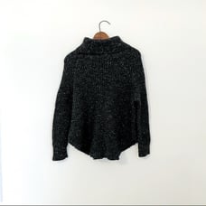 Free People | charcoal chunky knit wool blend speckled turtleneck sweater