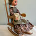 Vtg Furga Alta Moda Type Grandma Susanna Doll w/Wood Rocking Chair, Rare