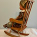 Vtg Furga Alta Moda Type Grandma Susanna Doll w/Wood Rocking Chair, Rare