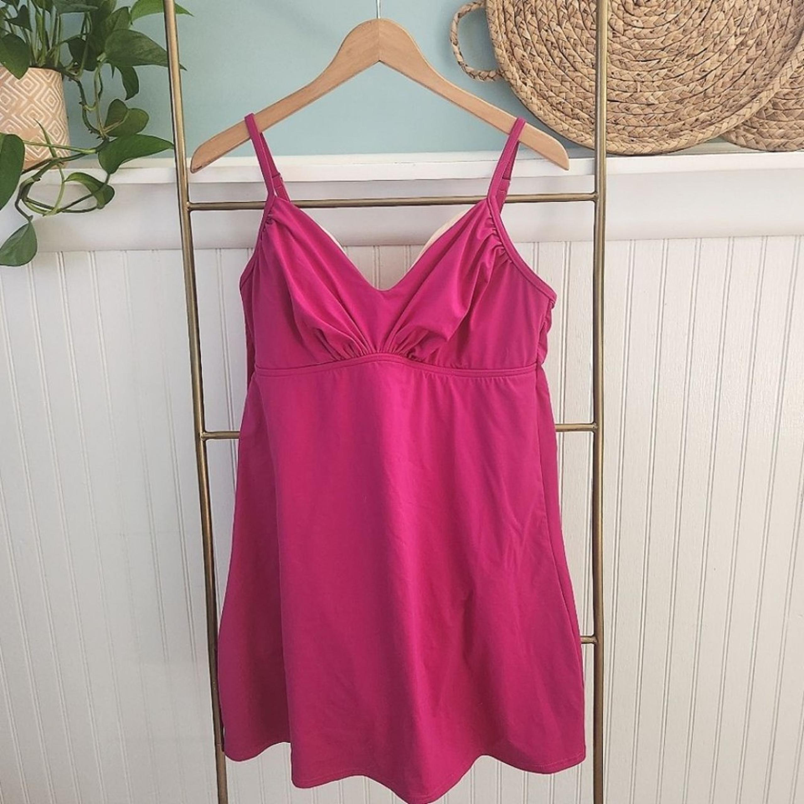 Lands' End One Piece Swim Dress, Size 16 in Magenta / Fuchsia Pink