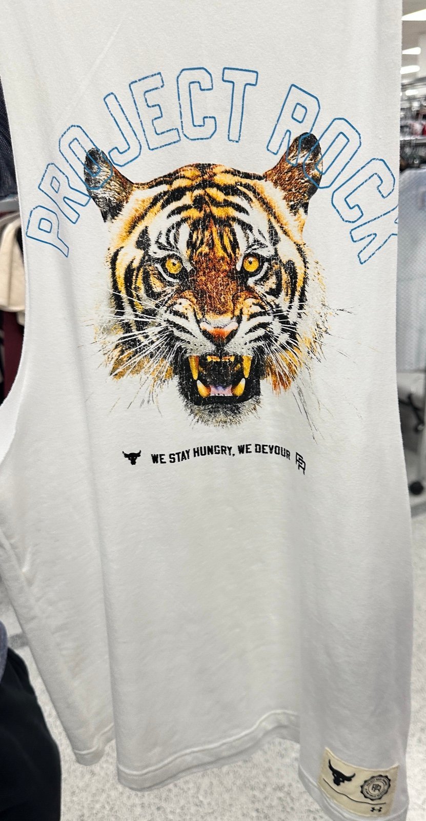 Under Armour Men Project Rock Tiger Champion Tank Top SMALL white NEW