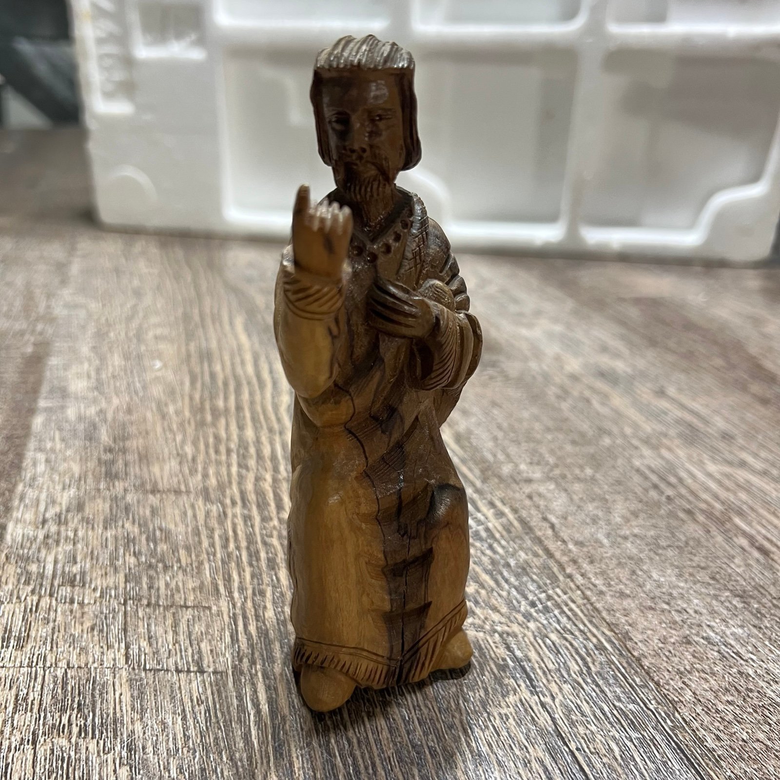 Vintage Santos Figure Religious Christian Saint Carved Wood Statue Hand Carved