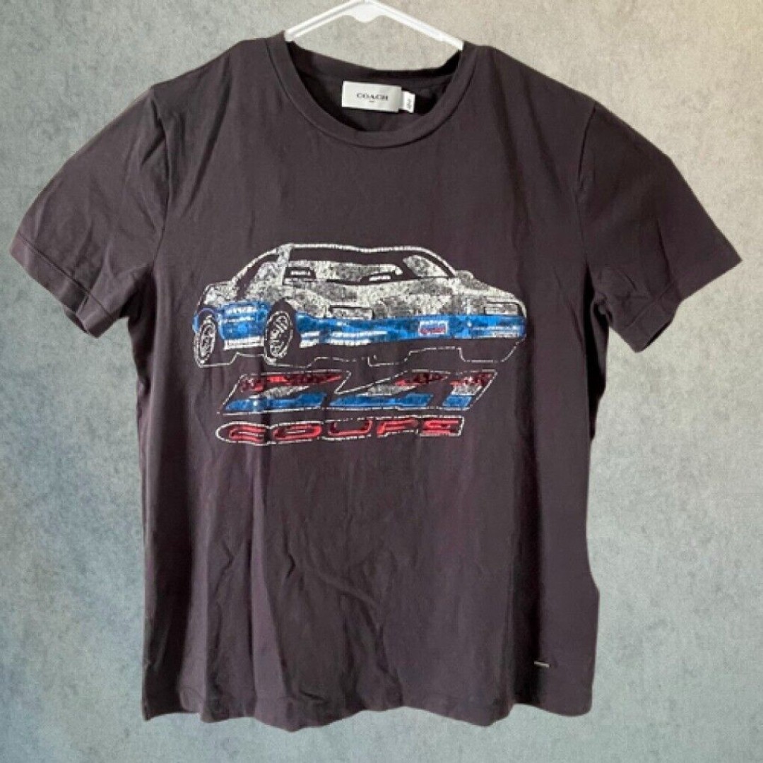 Coach Shirt Women's Size S Gray Crew Neck Coupe 41 Cotton Retro T Shirt