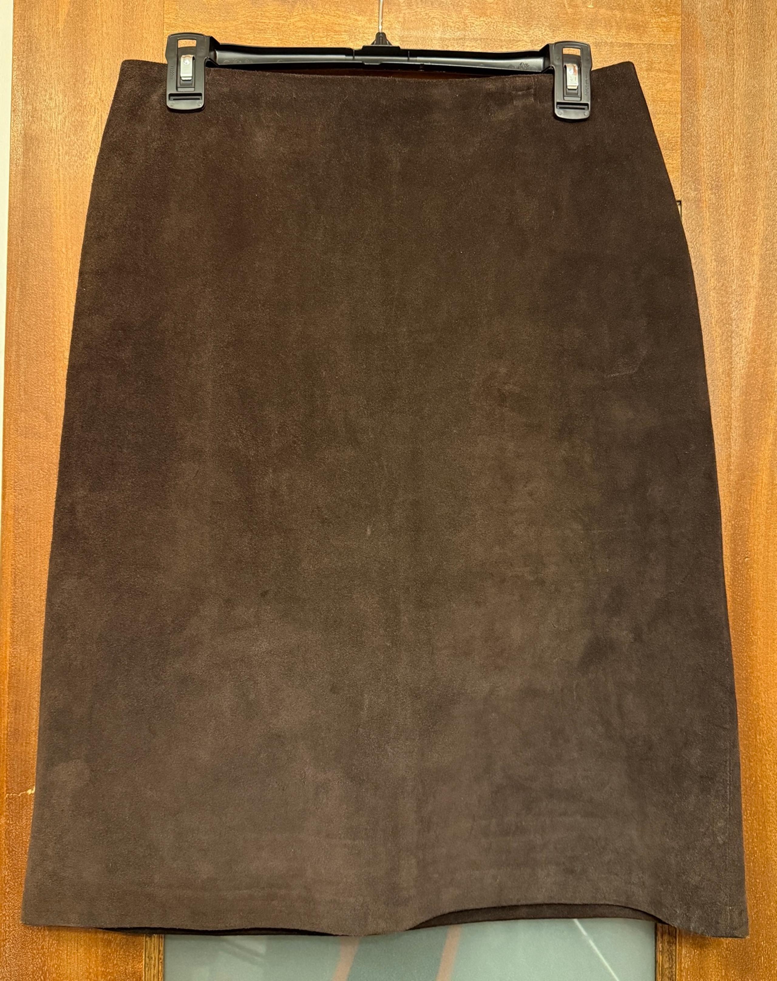 Gap Women’s Vintage Chocolate Brown Lined Genuine Suede Leather Pencil Skirt