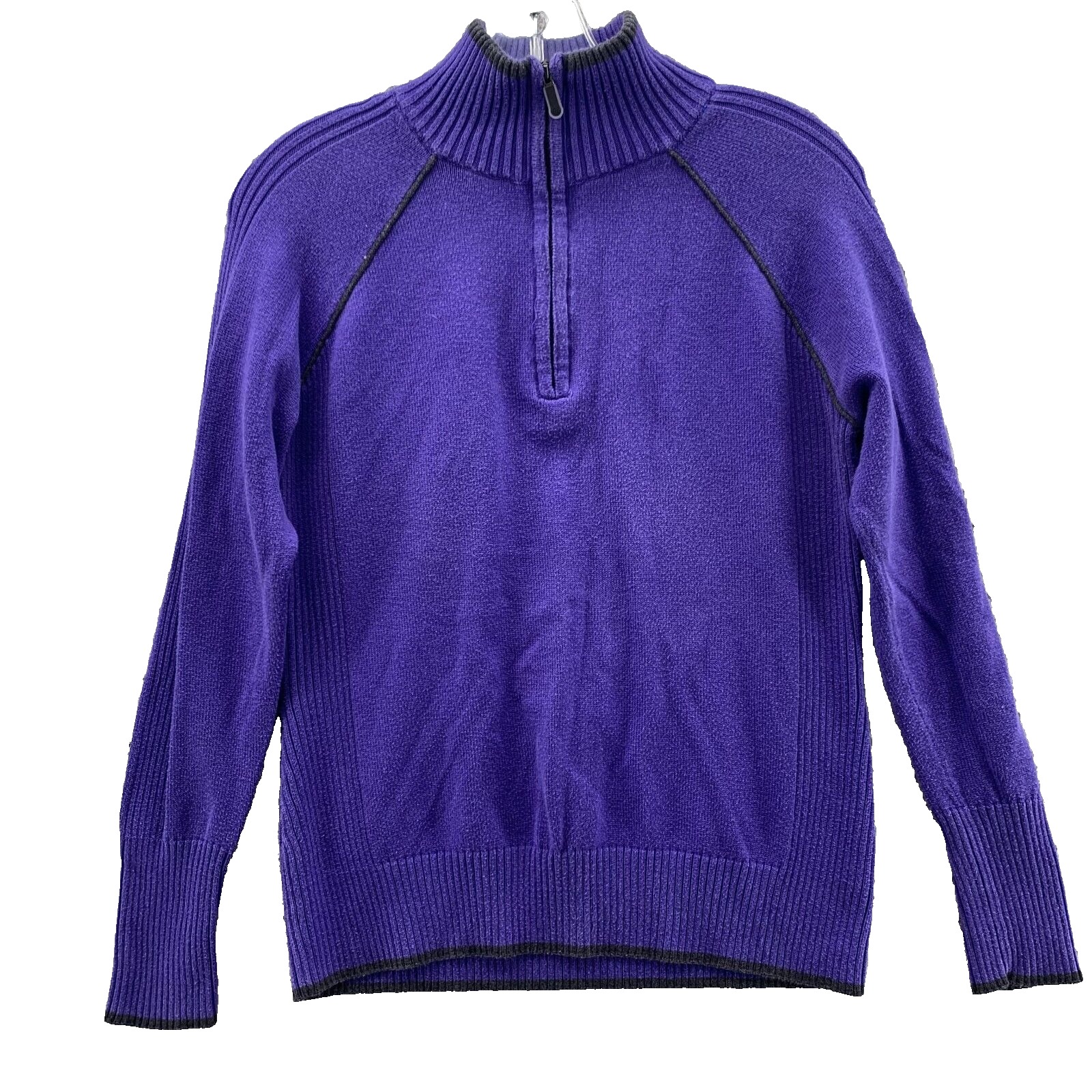 Eddie Bauer 1/4 Zip Sweater Women Med Purple Knit Preppy Sport Athleisure Hiking