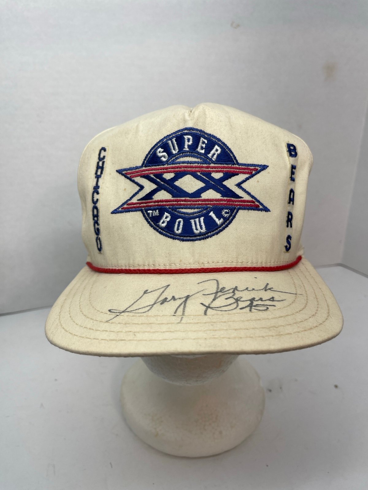 VINTAGE 1986 SUPER BOWL XX CHICAGO BEARS Snapback Hat Gary Fencik Autographed