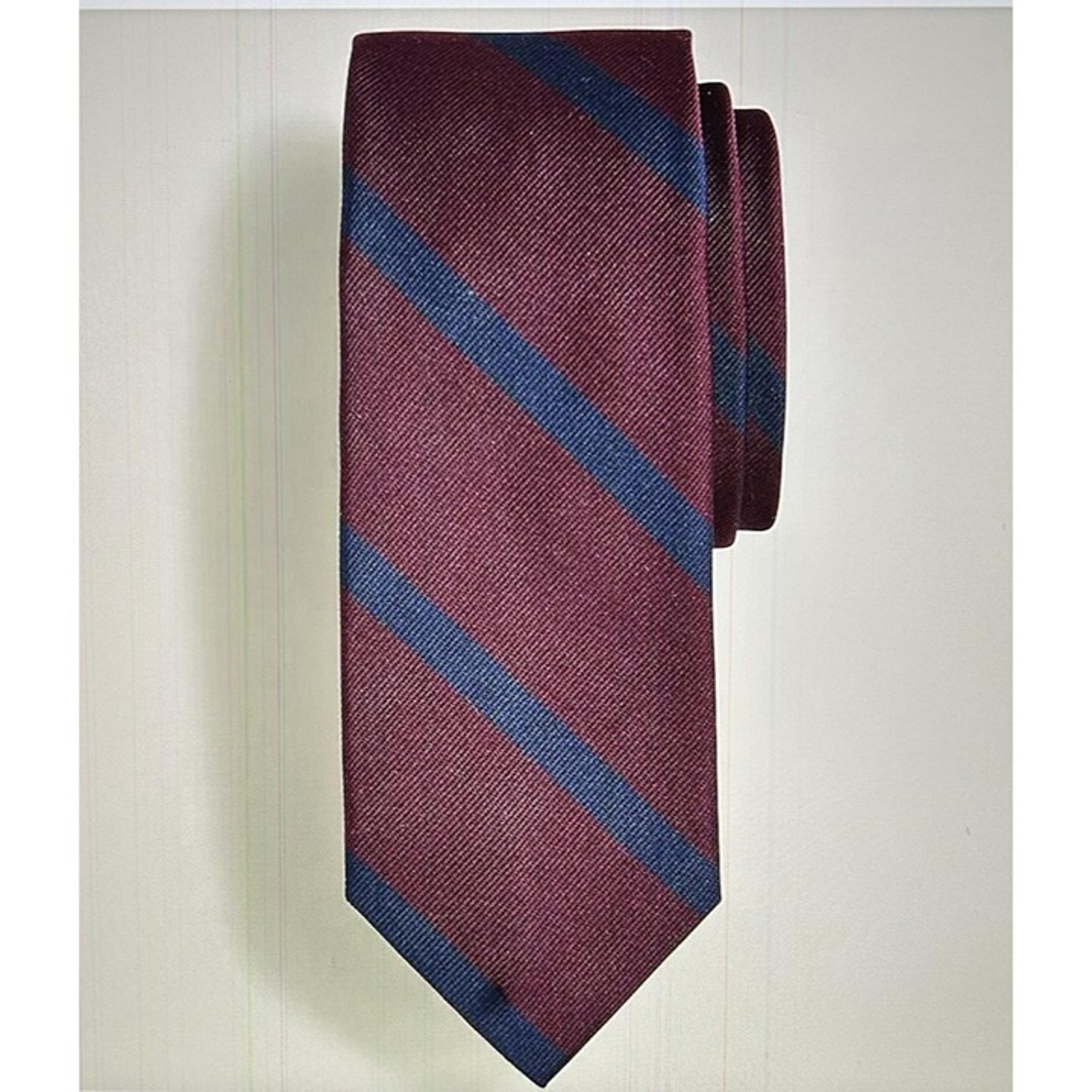 J.Crew Ludlow English Silk Tie in Diagonal Stripe Wine/Navy Made in USA