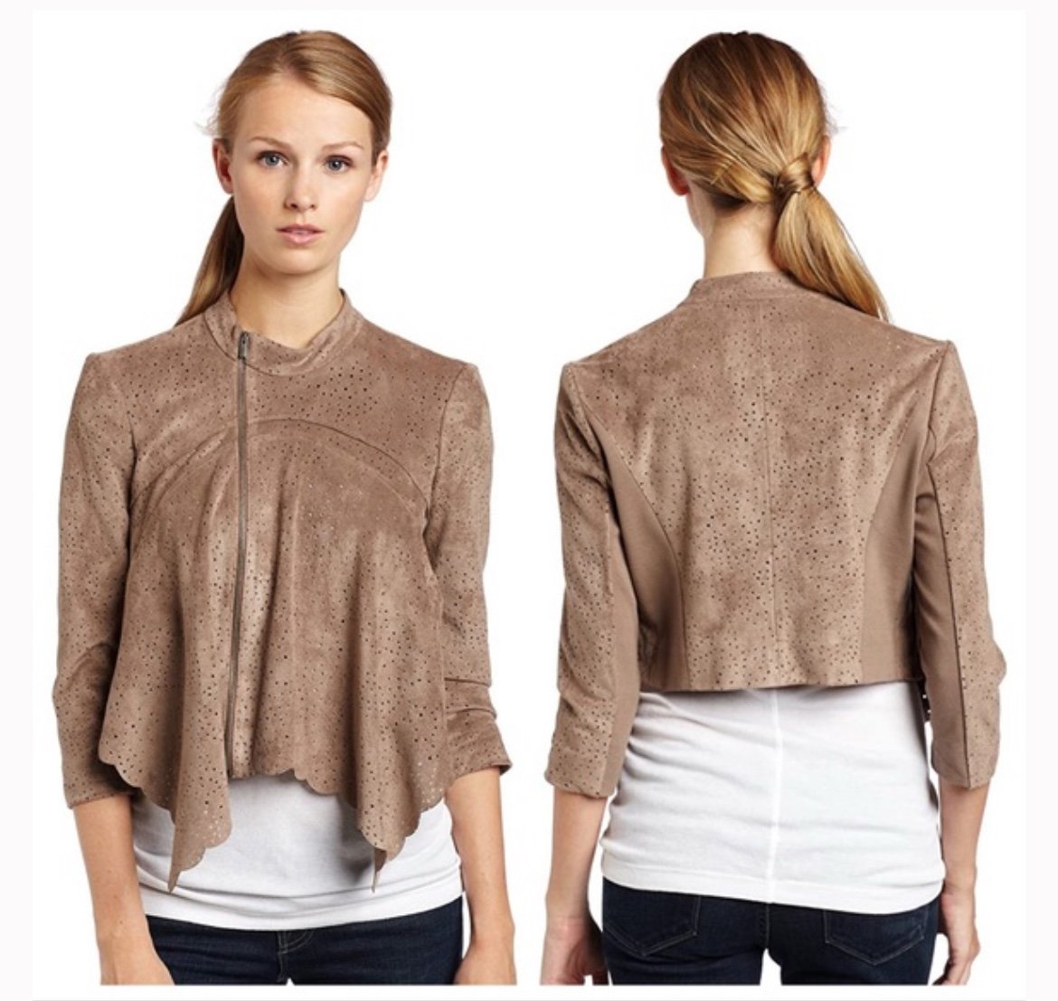 BCBGMaxazria Faux Suede Perforated Bri Jacket Size small