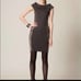 Alice + Olivia Eva Gray Ponte Silk & Black Leather Cap Sleeve Moto Mini Dress M
