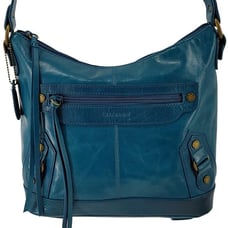 SERETA Glazed Teal Leather Hobo Shoulder Bag
