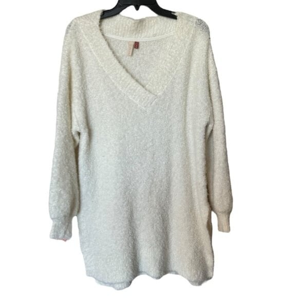Anthropologie Pilcro Ivory Off White Oversized Chunky Knit Vneck Sweater XS