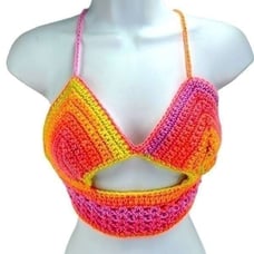 Handmade Peek-a-boo Napper brand crop top halter adjustable size small NEW