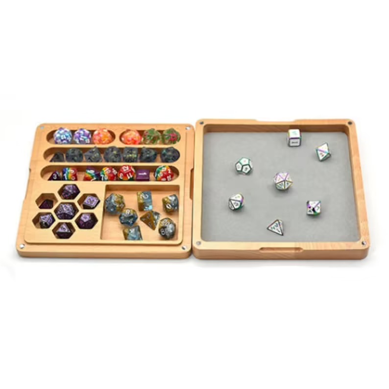 Portable Wooden Dice Box / Roller / Vault Combo,Dice Set, Tower, Tray, Bag