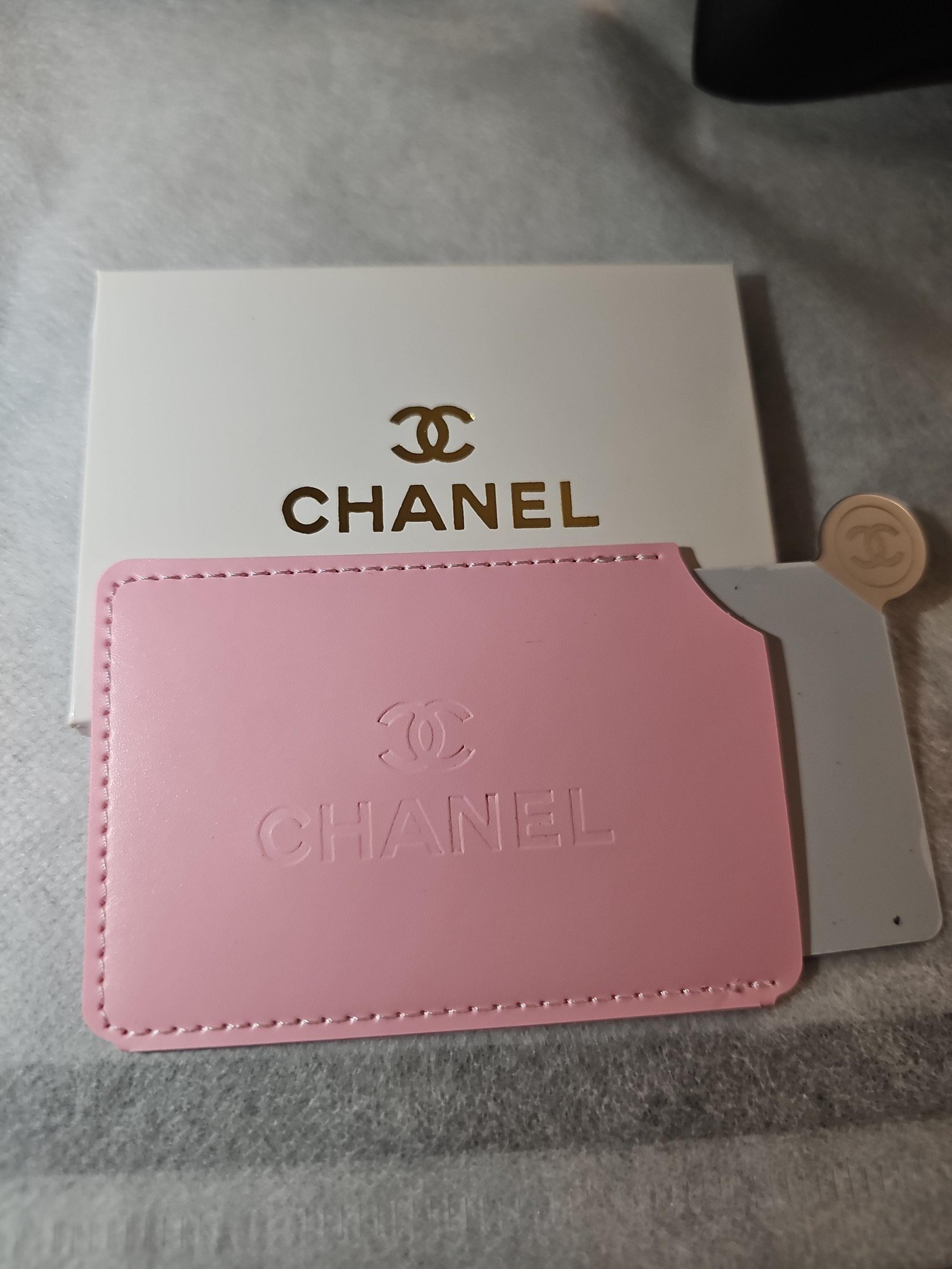New Chanel Card size compact mirror travel leather pink GWP