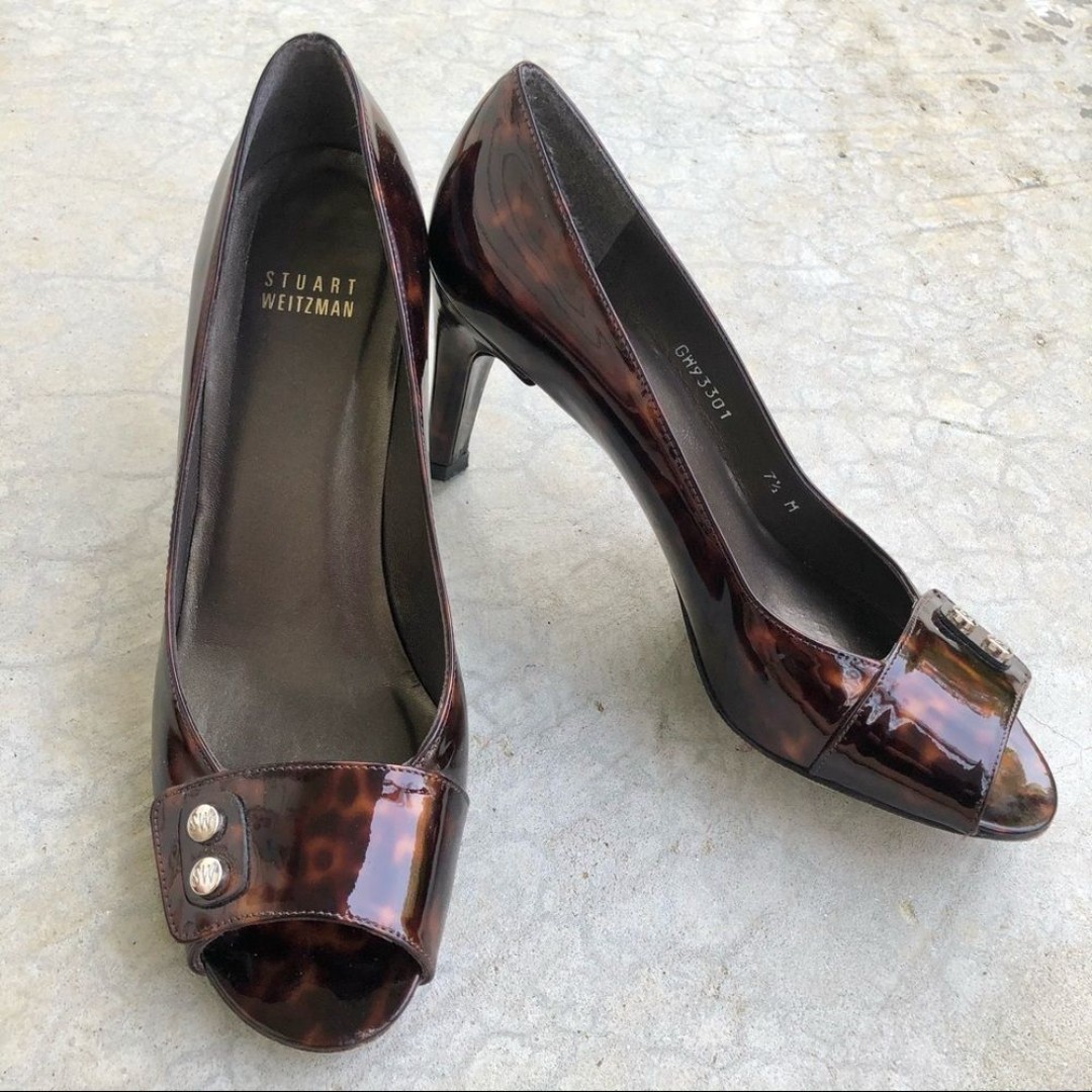 Stuart Weitzman patent tortoise shell pumps 7.5