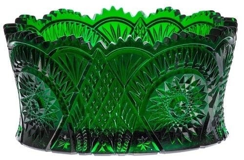 Bowl - Diamond Classic Pattern - Hunter Green Glass - Mosser USA - Brand New