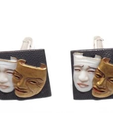 Vintage Theater Comedy Tragedy Masks Celluloid Cufflinks