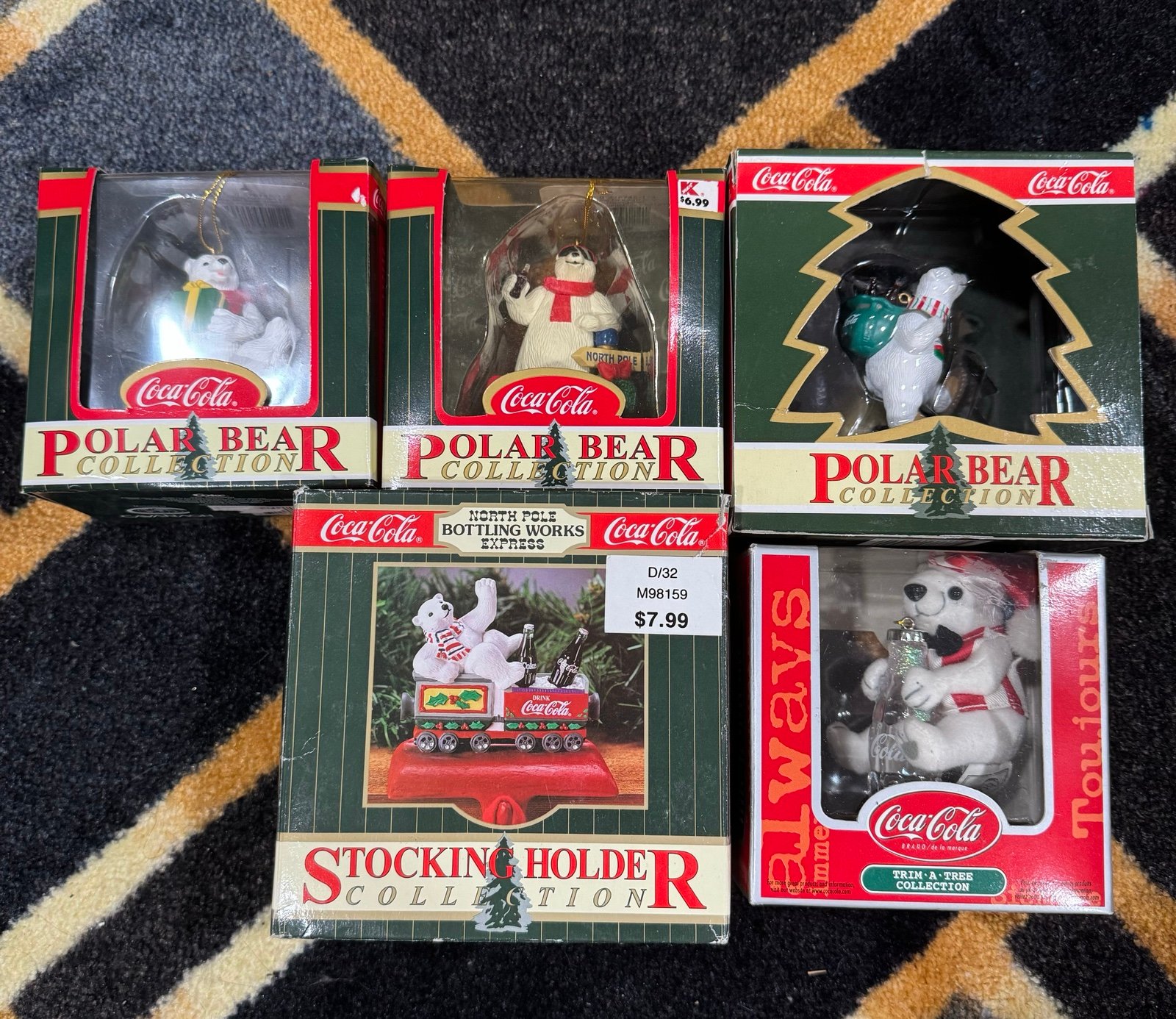 Vintage Coca Cola Polar Bear Christmas Ornament Lot
