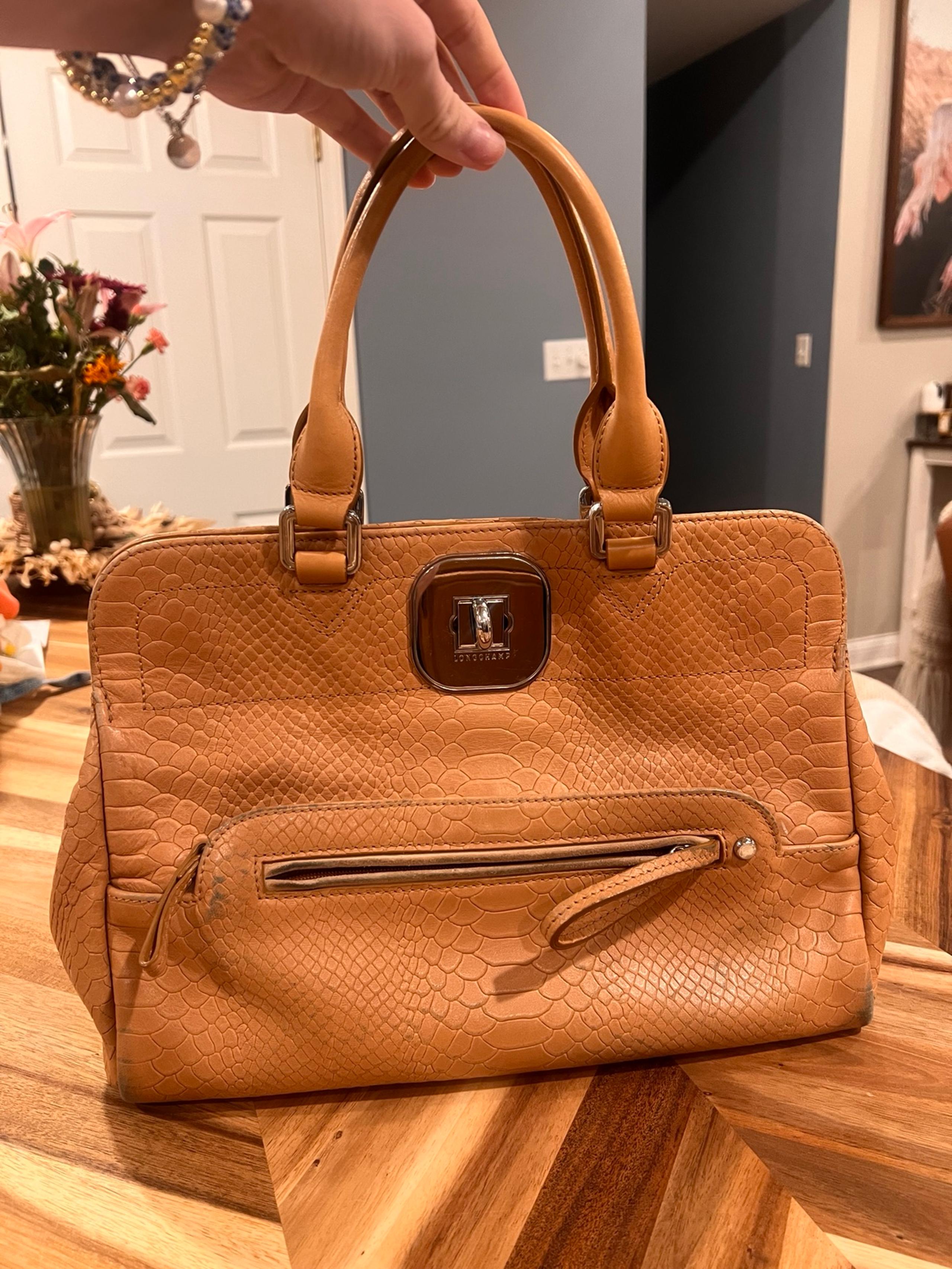 Longchamp Tote Bag Gabby Python Embossed Hardware Turnlock Leather