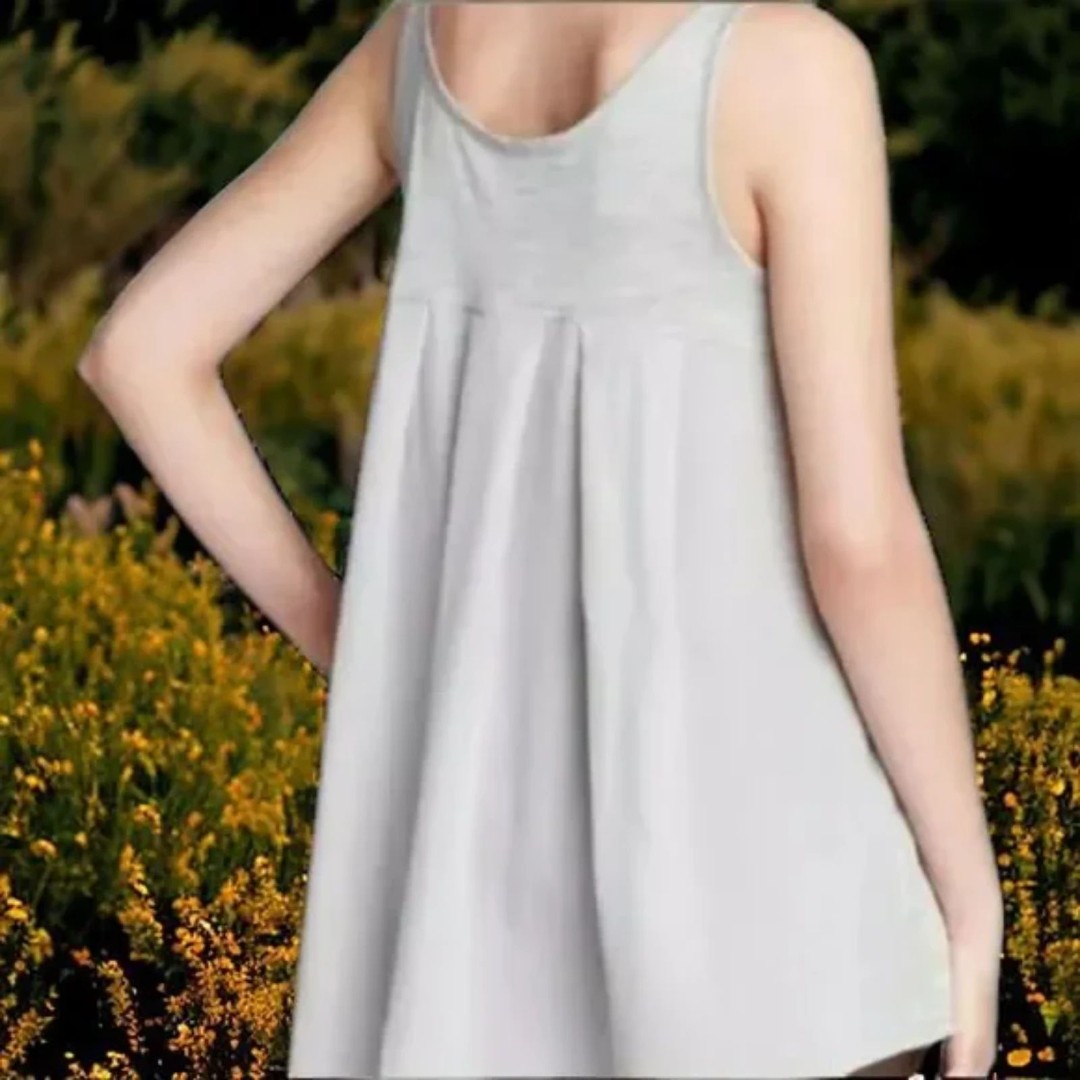 Eileen Fisher Gray Silk/Cotton Crepe De Chine Tank