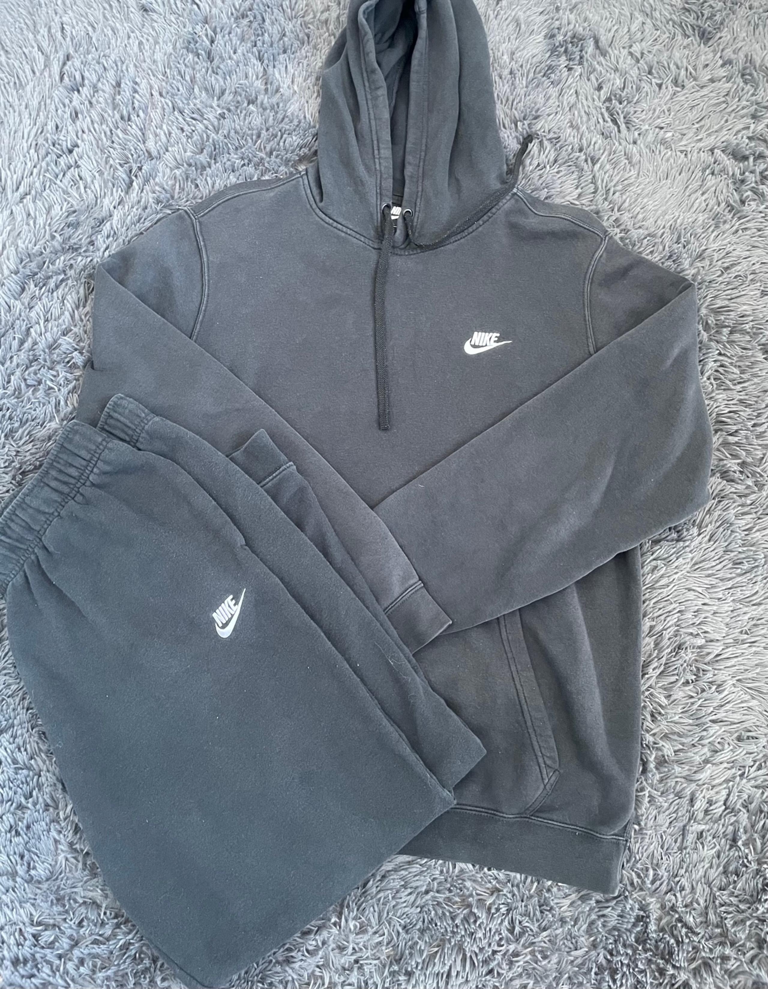 Nike Faded Washed Black Sweatsuit Hoodie Sweatpants | Men Large