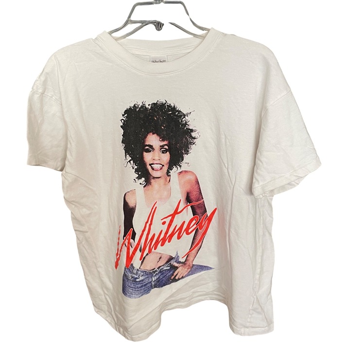 Whitney Houston Graphic T-Shirt White Crewneck Short Sleeve S/P Cotton Womens To