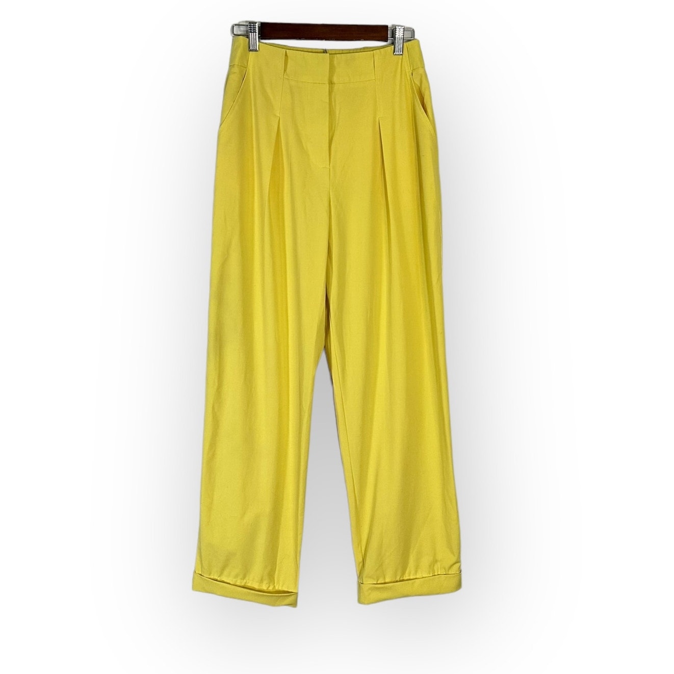 Tanya Taylor Tyler Pants Women's 4 Yellow High Waisted Pleated Tapered