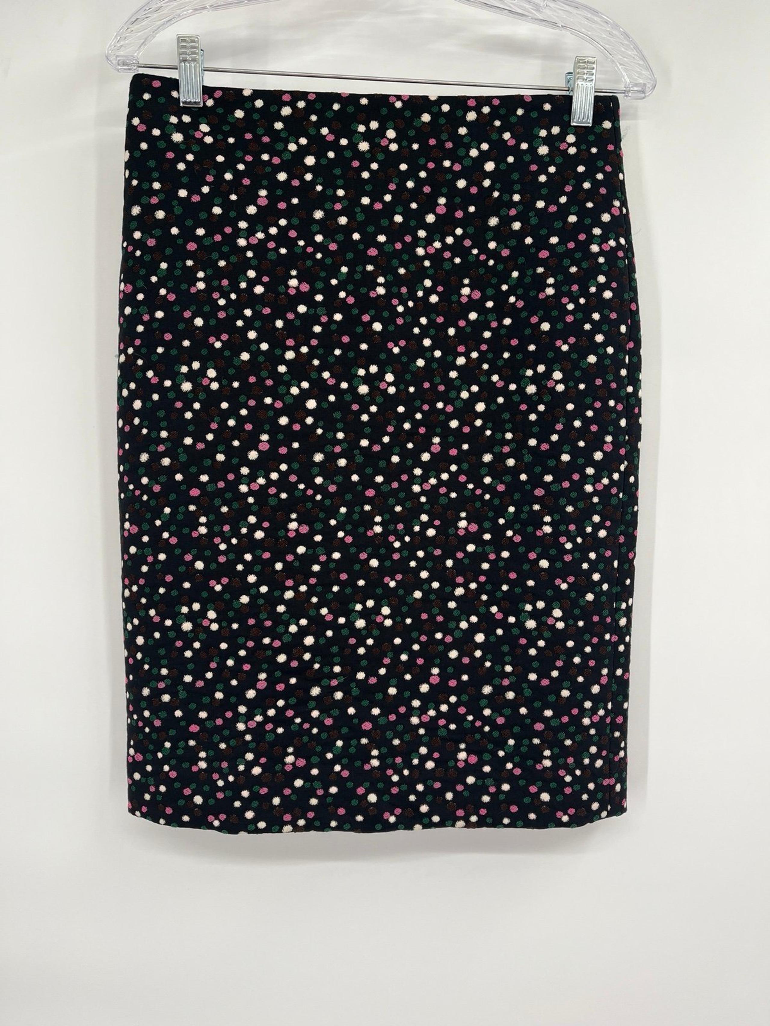 Diane von Furstenberg Hasley Black Green colorful Dots Pencil Skirt Size 6