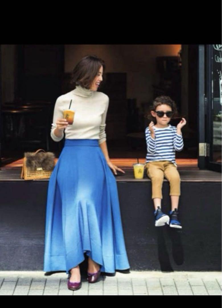 ebure flare long skirt blue