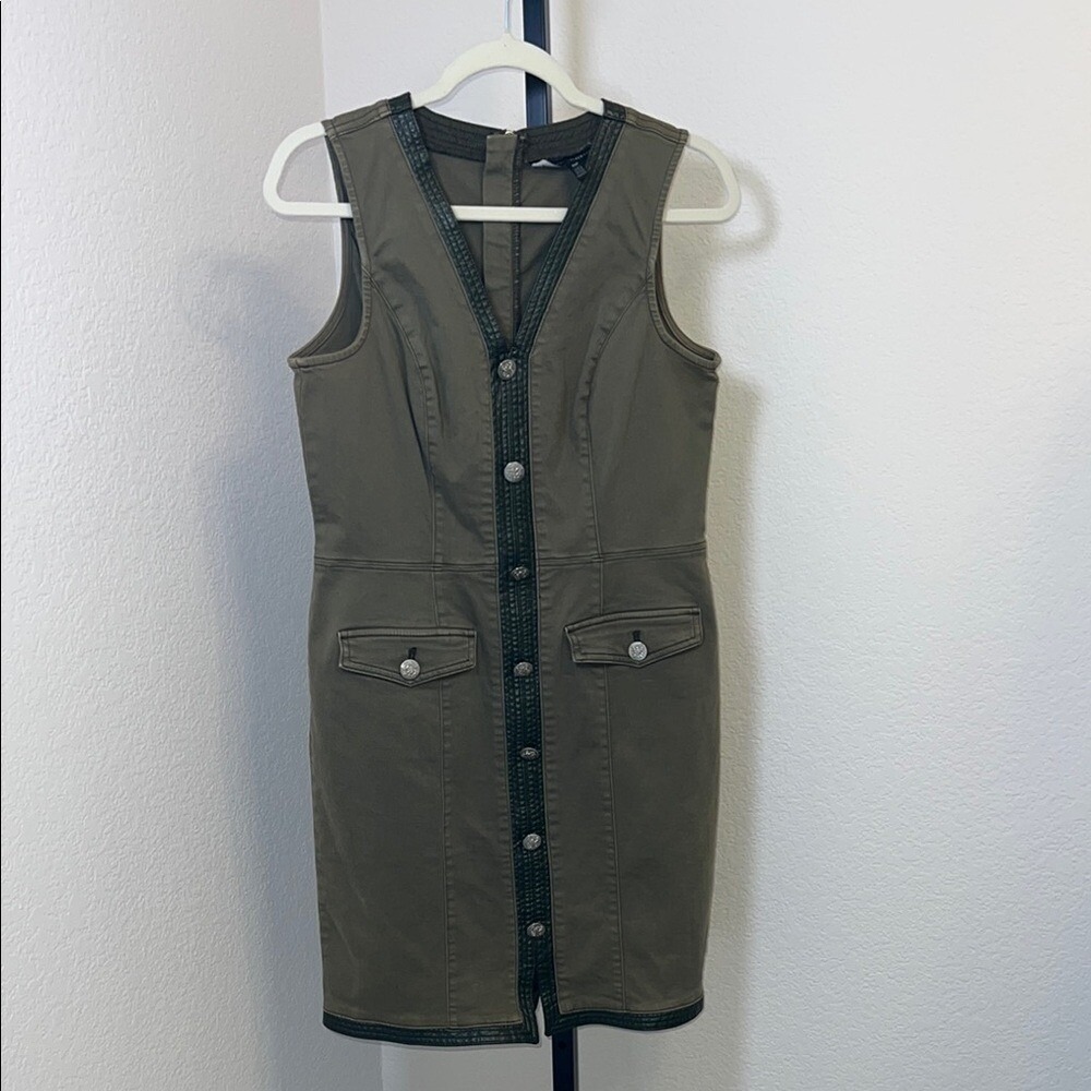 WHITE HOUSE BLACK MARKET Stylish Olive Green Sleeveless Dress