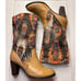 Peacock ladies western style 3” heeled boots. Fabric and leather uppers. Sz 8