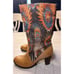 Peacock ladies western style 3” heeled boots. Fabric and leather uppers. Sz 8