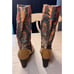 Peacock ladies western style 3” heeled boots. Fabric and leather uppers. Sz 8