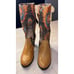 Peacock ladies western style 3” heeled boots. Fabric and leather uppers. Sz 8