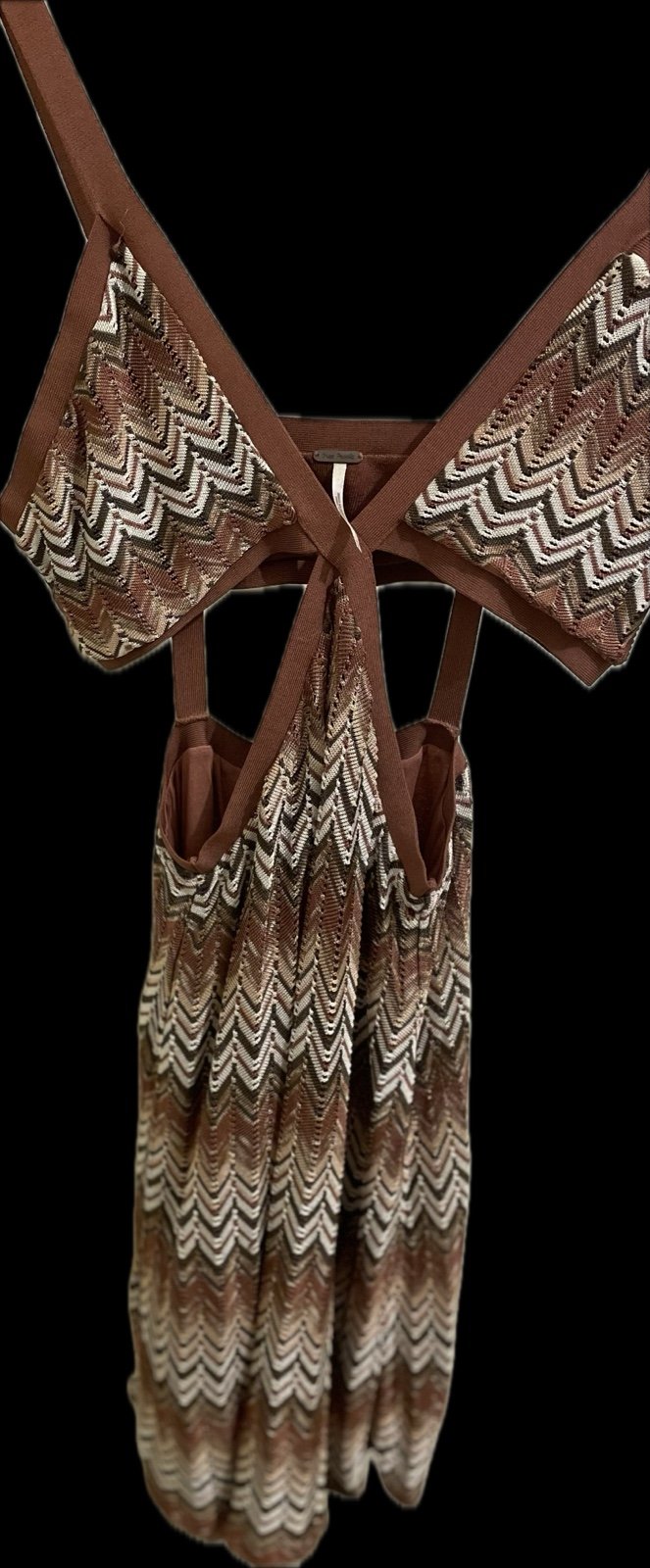 Women’s Free Peoples Brown and White Chevron Patterned Dress