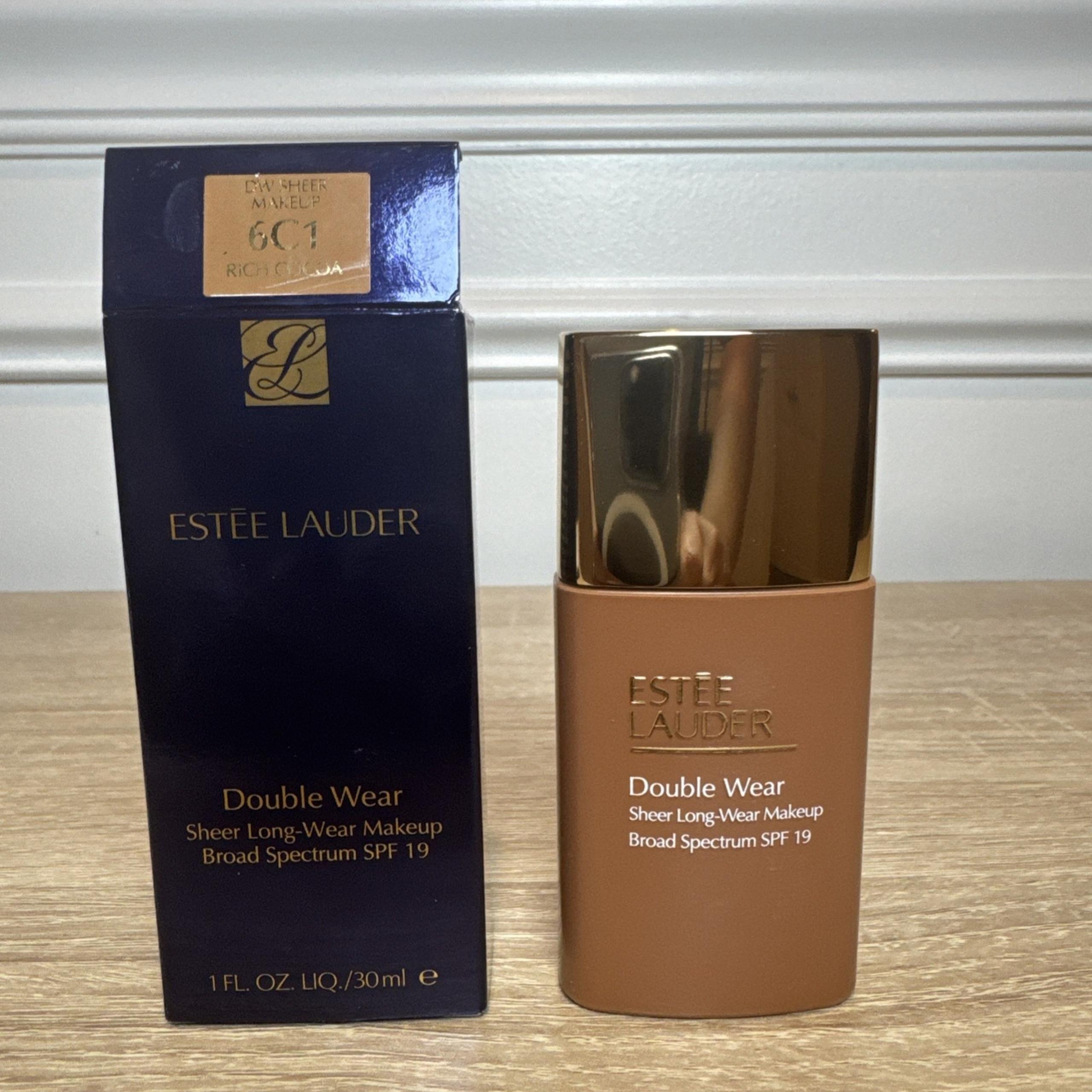 Estee Lauder Double Wear Sheer Long-Wear Makeup SPF19 6C1 RICH COCOA 1 FLOZ NWB