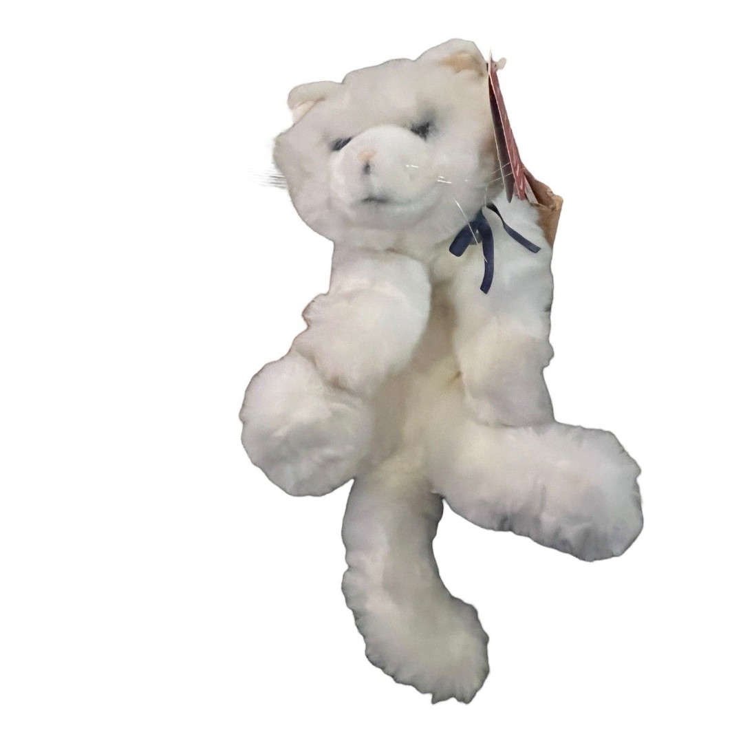 Gund Pink Kitten With Bow Cat Twinkles Rattle Bell Plush Vintage 1980 Blue Eyes