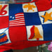 Vintage USA Americana folk art bicentennial handmade hook rug 38x28