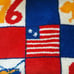 Vintage USA Americana folk art bicentennial handmade hook rug 38x28