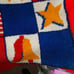 Vintage USA Americana folk art bicentennial handmade hook rug 38x28