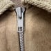 Vintage 70s Montgomery Ward Zip Cardigan Small Suede Leather Virgin Acrylic Tan