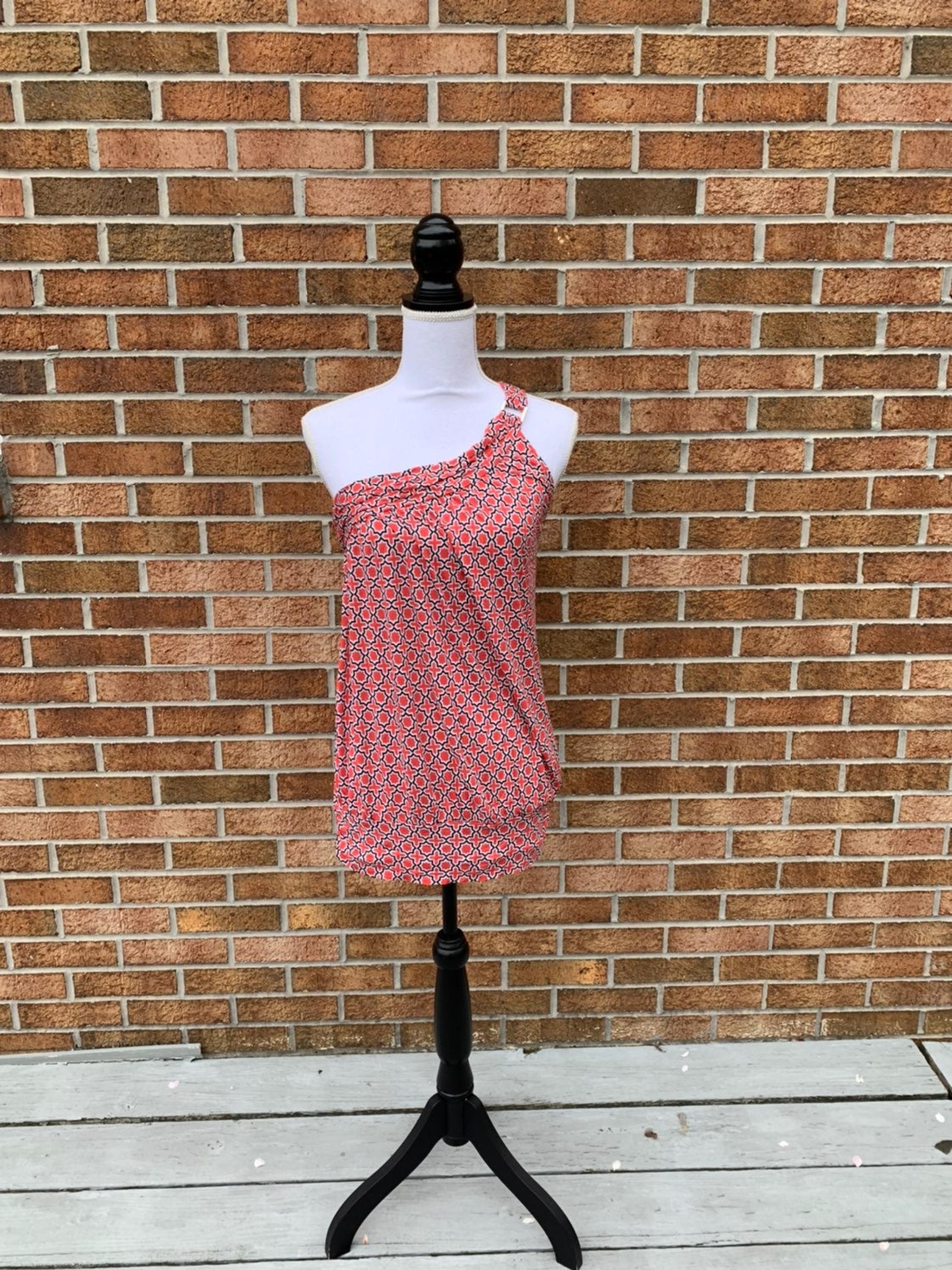 Coral & Black One Shoulder Tank Top