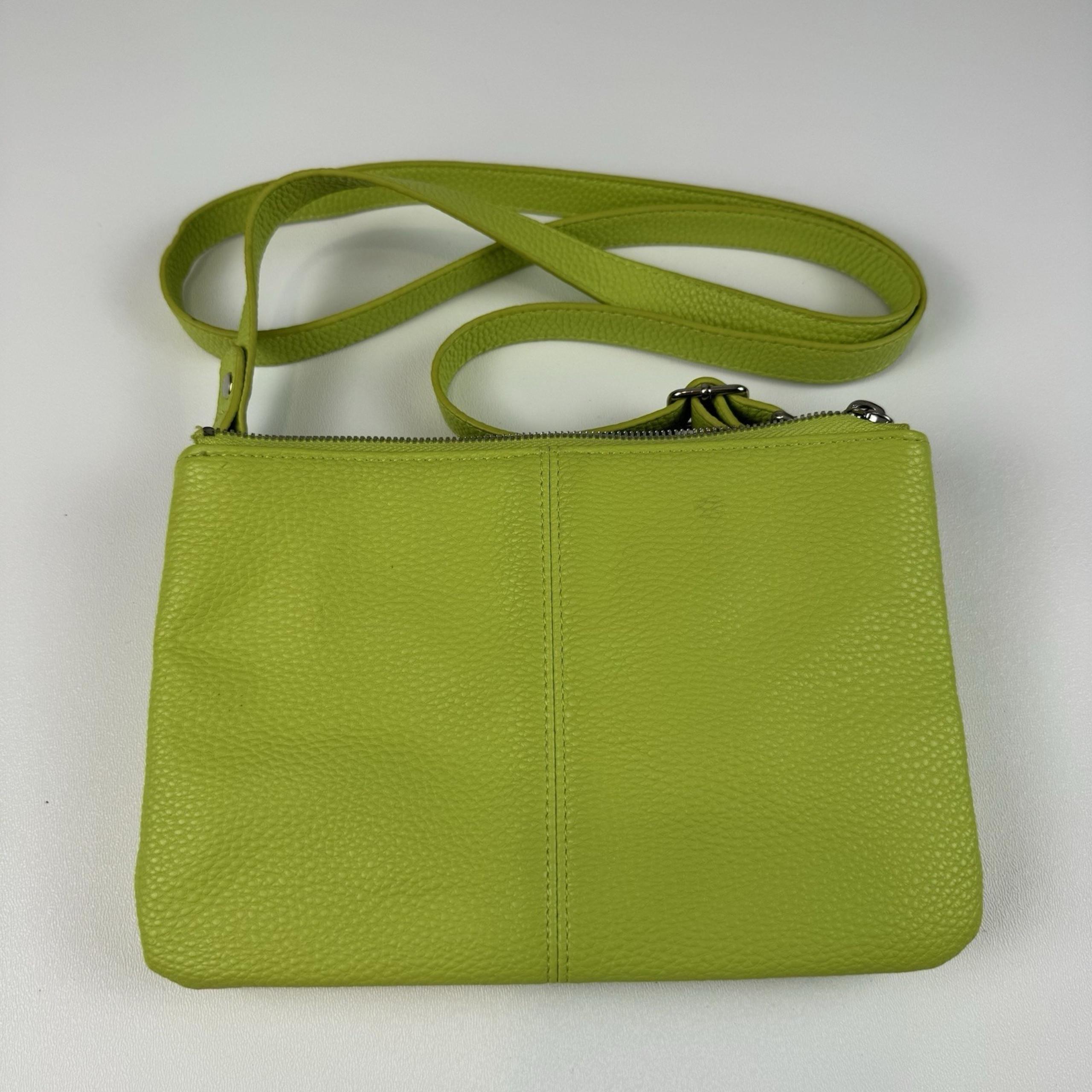 Thirty-One Jewell Faux Leather Lime Green Pebble Crossbody Purse